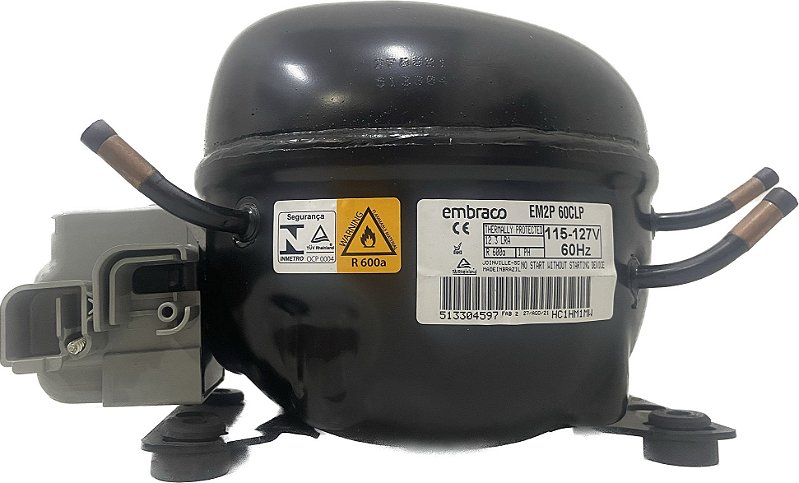 Motor Compressor 1/6 Coquinho EM2P60CLP R600 Embraco 127V - Karisfrio