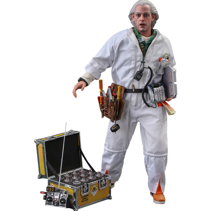Boneco Hot Toys Back to the Future 1/6 Dr Brown De Volta Para O