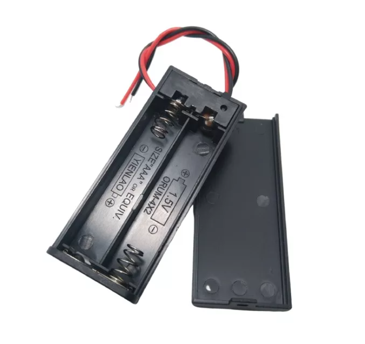 Suporte Para Duas Pilhas AAA c/ tampa e chave - IOT ROBOTICA