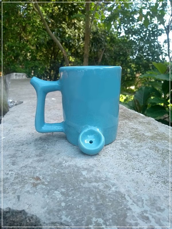 Caneca Pipe Mug - Ganjero  /  Caneca Cachimbo de Porcelana Cor Azul