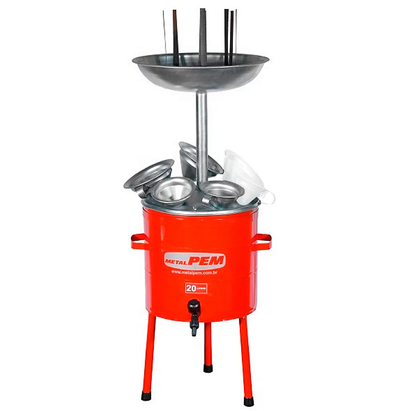 Pingadeira de Óleo 20L C/4 Funis - MetalPem - M.CER Automotiva