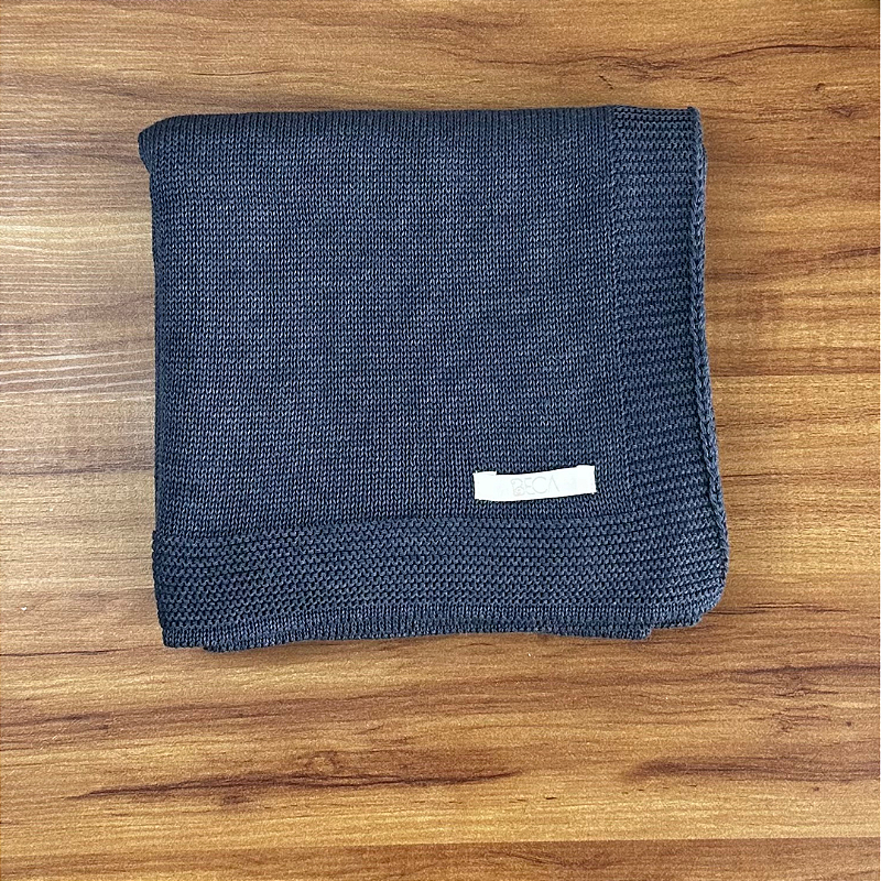 Manta Lisa Tricot Azul Índigo