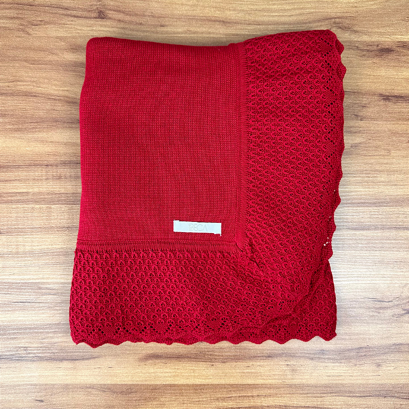 Manta Tricot Renda Vermelho