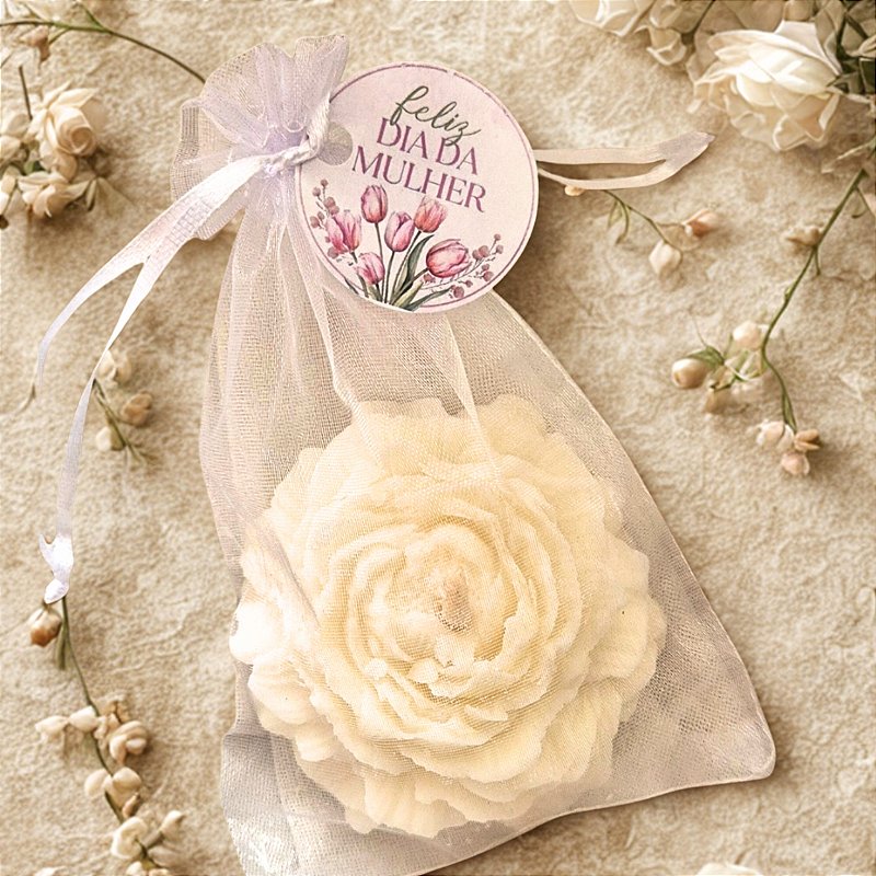 VELA PEÔNIA PERSONALIZADA ORGANZA 70G