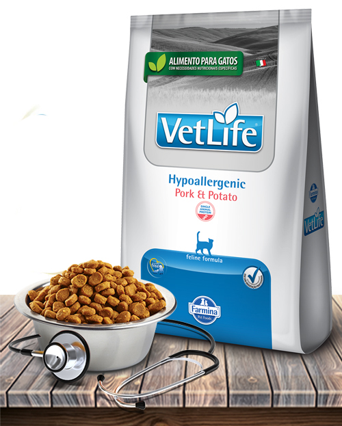 Ração Farmina Vet Life Natural Hypoallergenic Pork e Potato para Gatos ...