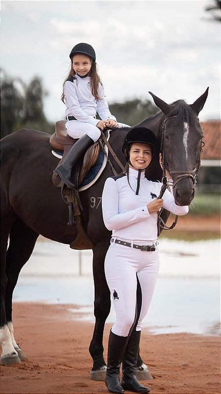 Culote Hipismo Prova Kids Branco e Preto Legging Horse SA - Loja Online de  roupas para Hipismo