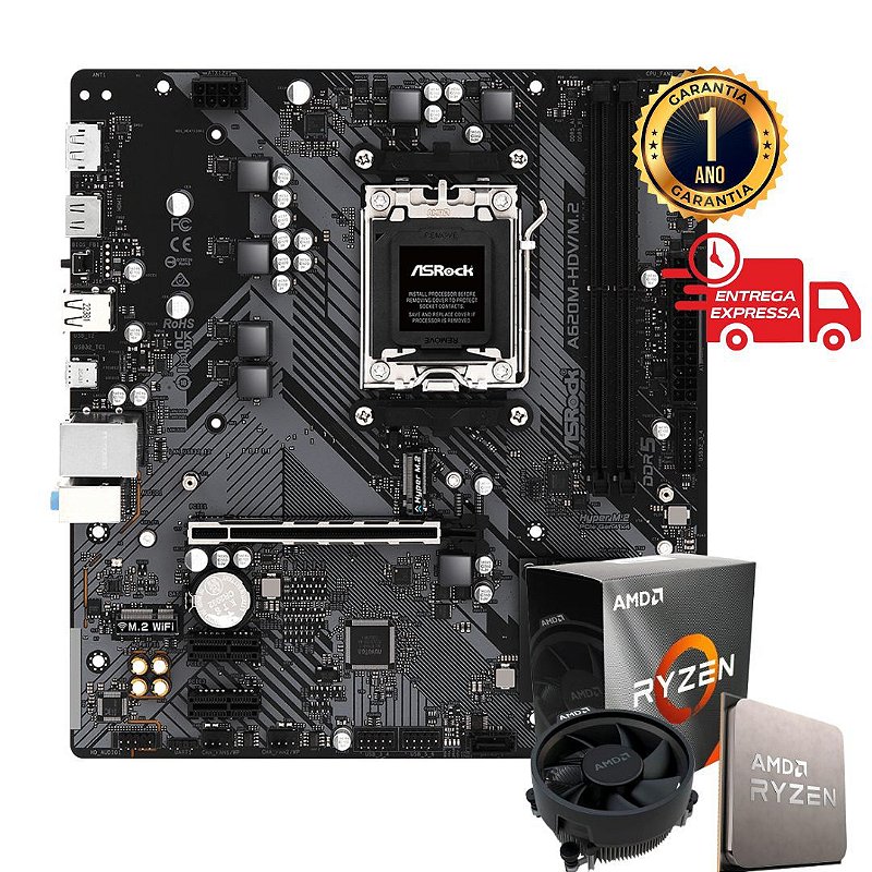 Kit Placa Mãe ASRock A620M-HDV M.2 + Processador AMD 5 8600G - BS