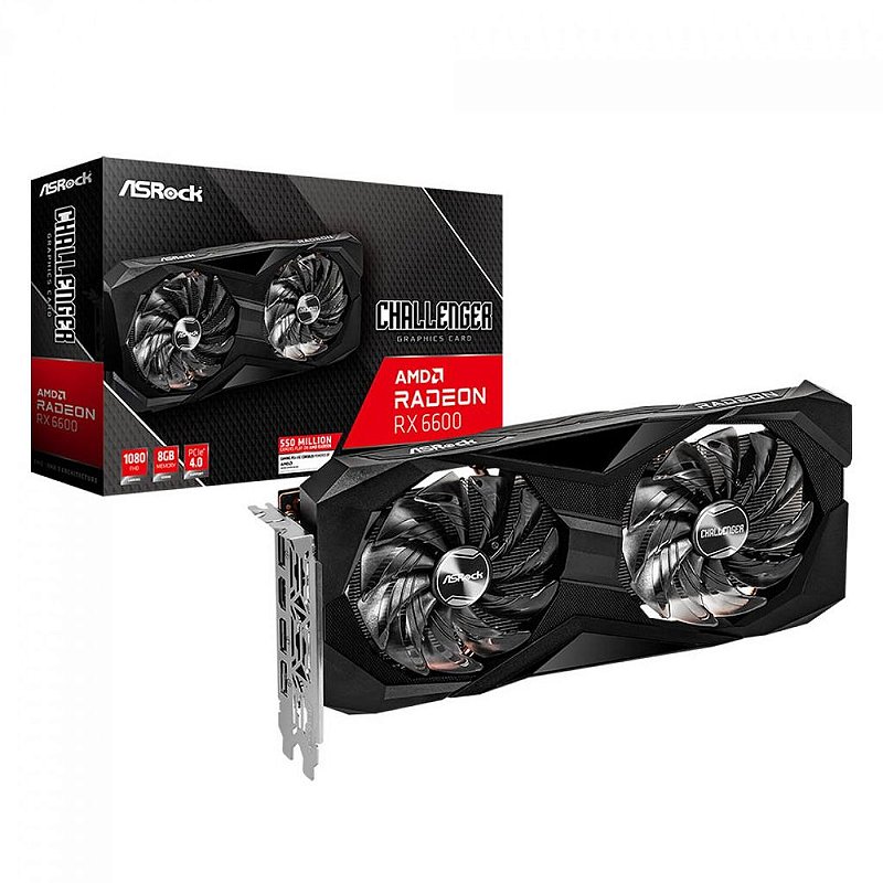ASRock Radeon RX 6600 8GB 中古 Placa de Video AsRock Radeon RX 6600 Challenger D 8GB GDDR6