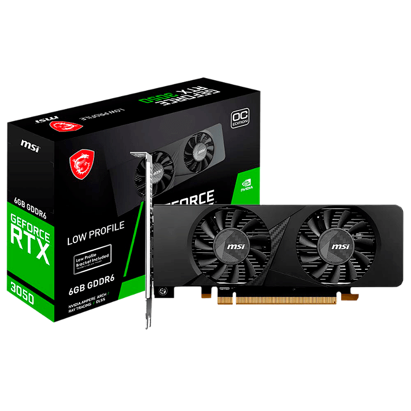 新品　MSI GeForce RTX 3050 LP 6G OC（ブラック） Placa de vídeo - NVIDIA GeForce RTX 3050 (6GB / PCI-E) - MSI LP 6G
