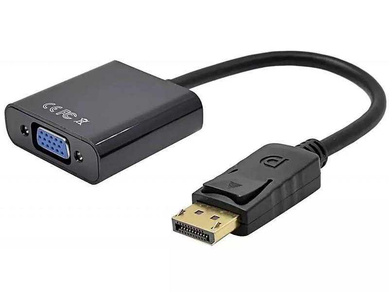 Cabo Adaptador Conversor DisplayPort 1.2 x VGA Preto 15cm - BS