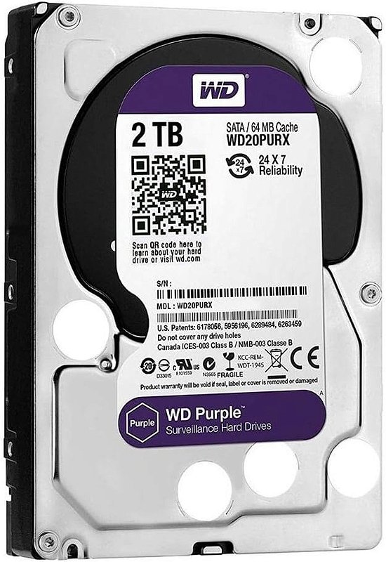 HD 2TB Sata 6 Western Digital Purple Surveillance WD20PURZ - BS