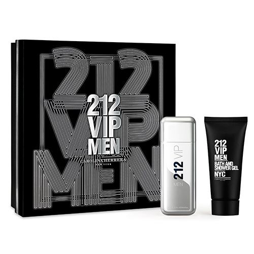 Kit 212 VIP Men Carolina Herrera Eau de Toilette - Perfume Masculino 100 ML  + Gel de Banho 100 ML - Perfume Importado Original | Loja Online em Promoção