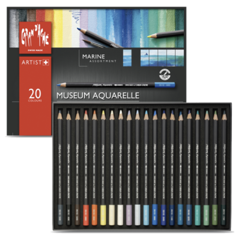 未開封 Caran d'Ache Museum Aquarelle 20色13 Lápis Aquarelável Caran d'Ache Museum Marine - 20 Cores - Casa Elias