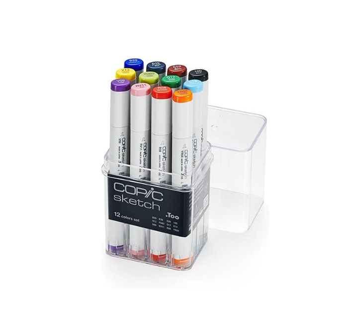 Set Marcador Copic Sketch Ponta Dupla - 12 Cores - Casa Elias