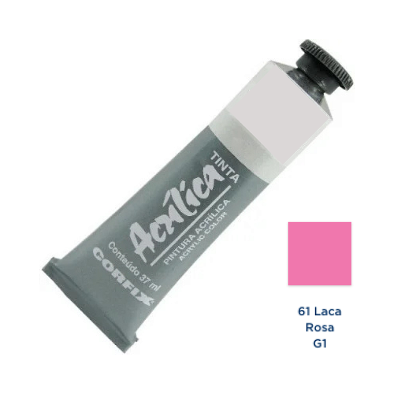 Tinta Acrilica Corfix 37mL G1 - Laca Rosa (61) - Casa Elias