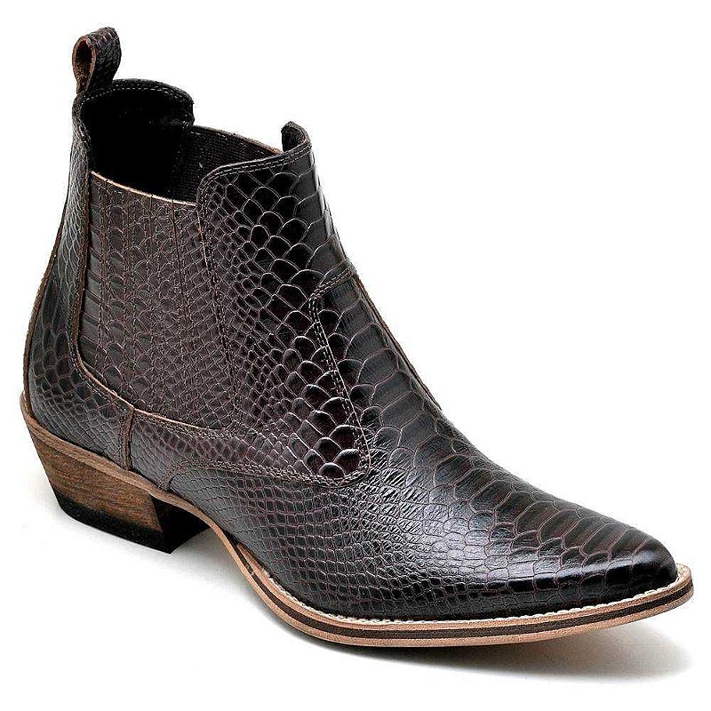 Bota Country Masculina Texana Cano Curto Couro Marrom ...