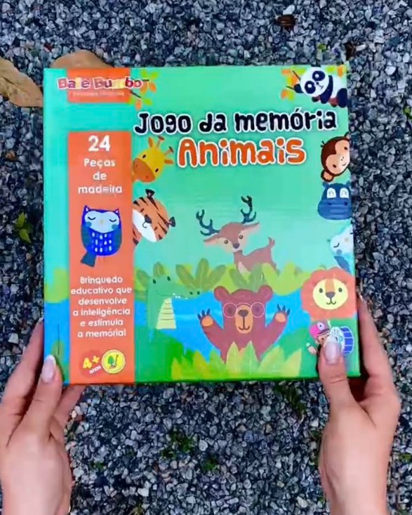 Jogo da Memoria Animais em Madeira Brincadeira De Criança