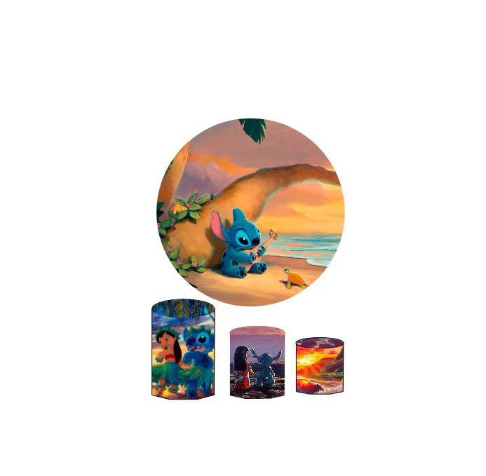 Kit Festa Painel Redondo Decoração Lilo E Stitch