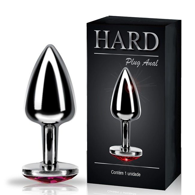 Plug Anal em Metal Prata com Pedra - 6,5 cm x 2,5 cm - Hard - Amor de Luxo 