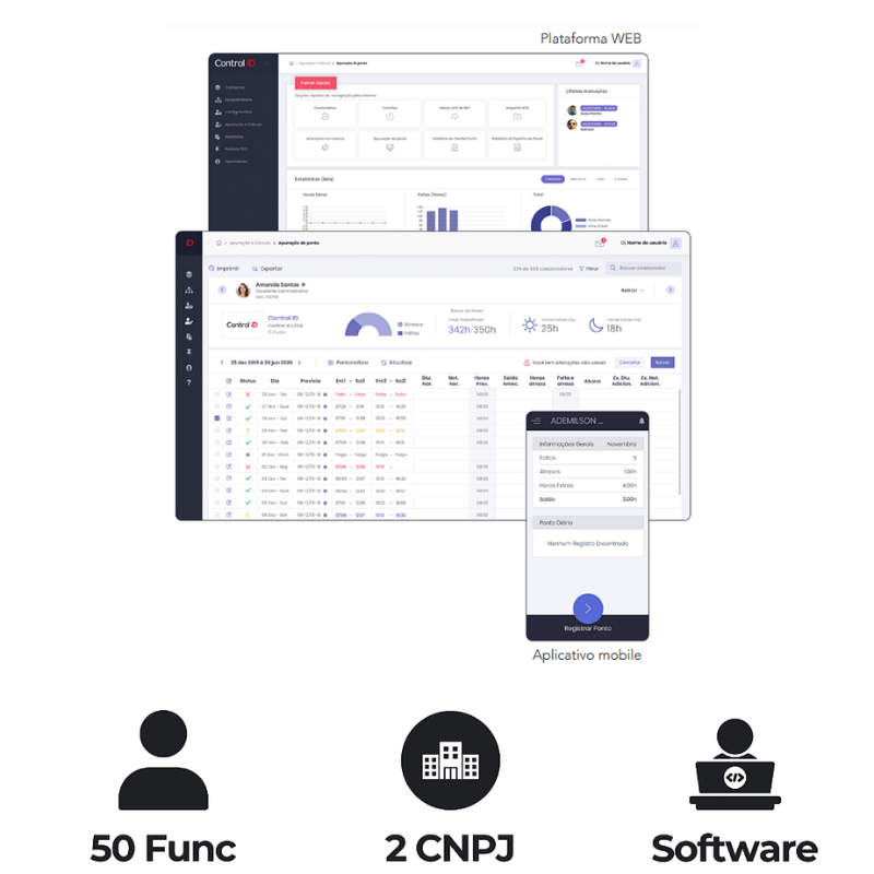 Controle de Ponto RHID App – até 50 Funcionários