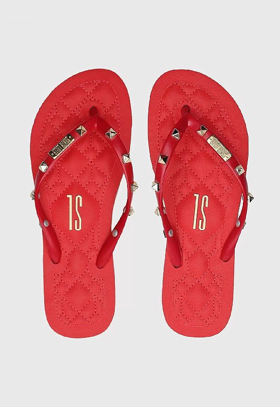 CHINELO SANTA LOLLA TACHAS VERMELHO Lojas Trend