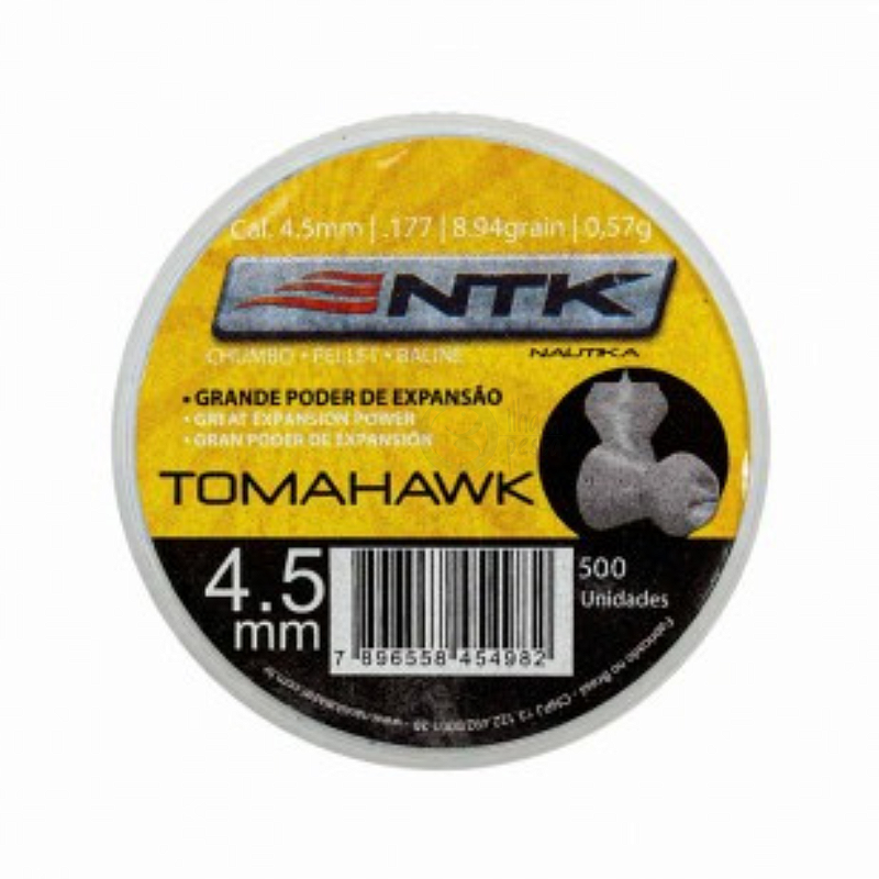 Chumbinho Tomahawk Nautika 4,5mm - 500 Unidades - ILHA DA PESCA
