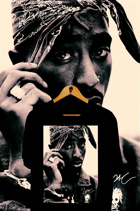 Camiseta Tupac Preta e Branca