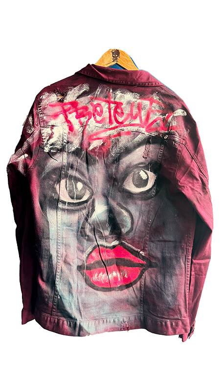 Jaqueta Customizada Destroyed Vinho - Personalizada a Mão