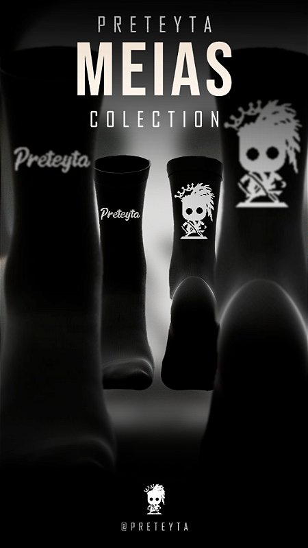 Meia Logo Preteyta Preta