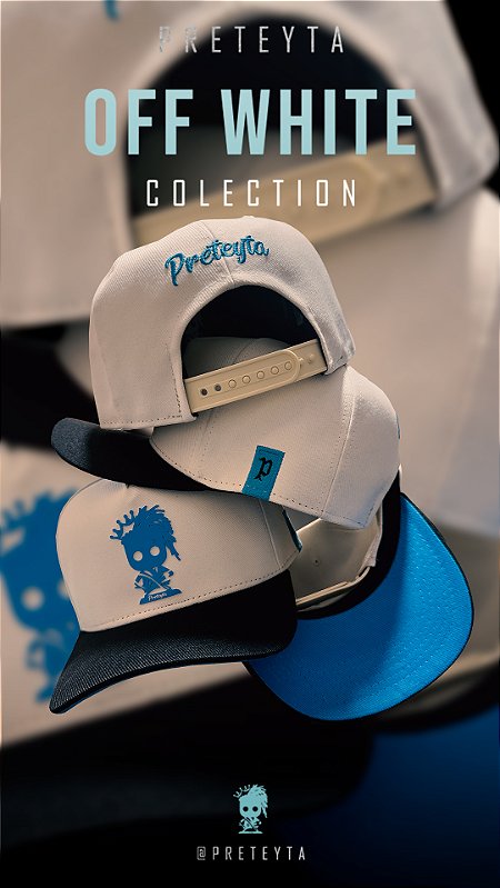 Boné Off White - Logo Azul Turquesa
