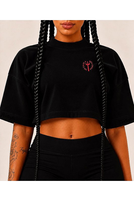 Cropped Exú Orixás Oversized Preto