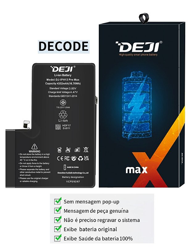 O25343 iPhone13 Pro Max 256GB バッテリー86% Bateria Apple iPhone 13 Pro Max DECODE Deji - X3 Distribuidora