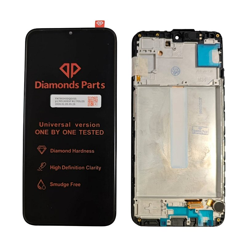 TELA SM-M34 PRETO com aro OLED - DIAMONDS — frontal completo com touch