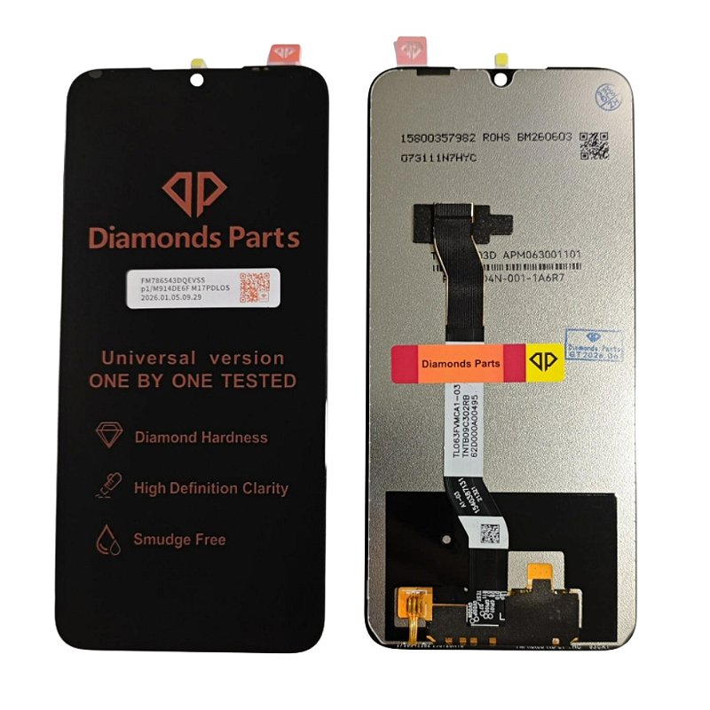 TELA REDMI NOTE 8 PRETO sem aro - DIAMONDS — frontal completo com touch