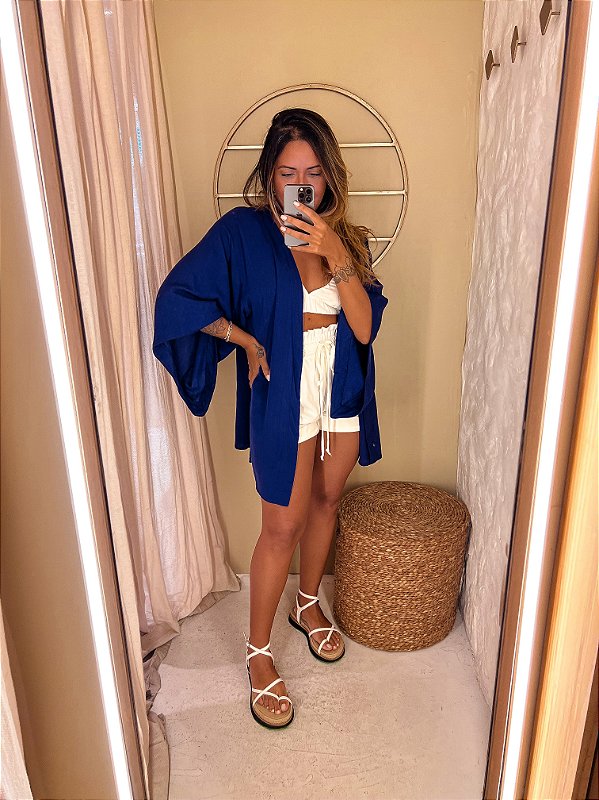 Kimono Brisa Azul Marinho
