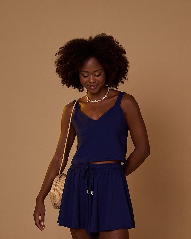 Cropped Cristal Azul Marinho