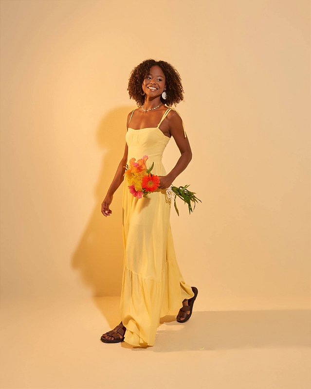 Vestido Longo Estela Manteiga