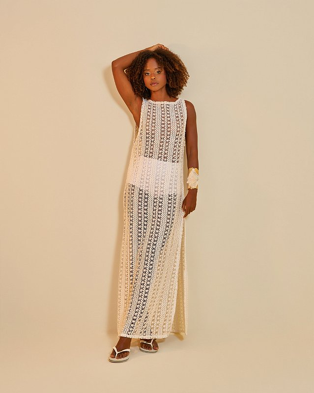 Vestido Longo Tricô Liana Off White