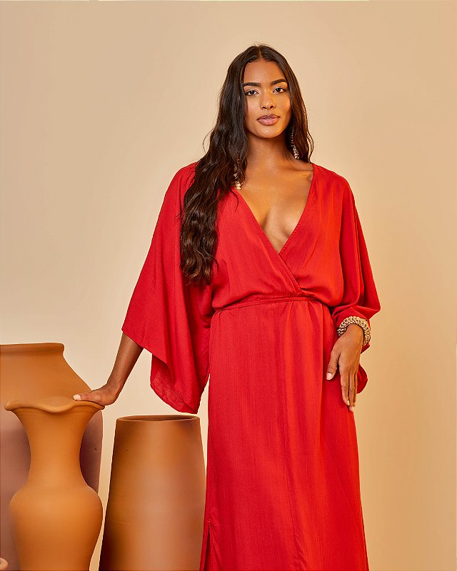Vestido Midi Palma Vermelho