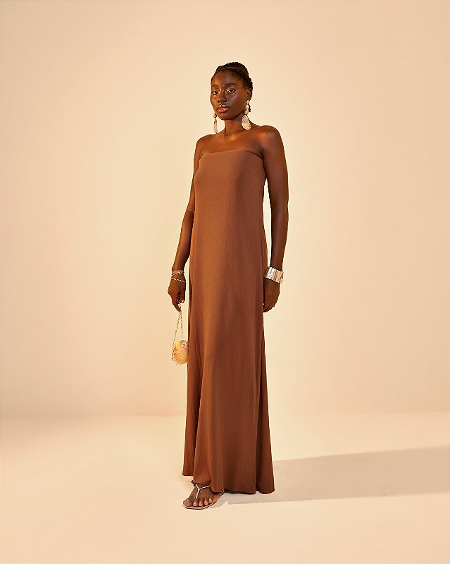 Vestido Longo Antúrio Chocolate