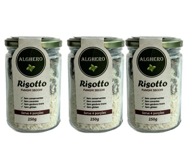 Kit com 3 Risottos de Funghi Secchi