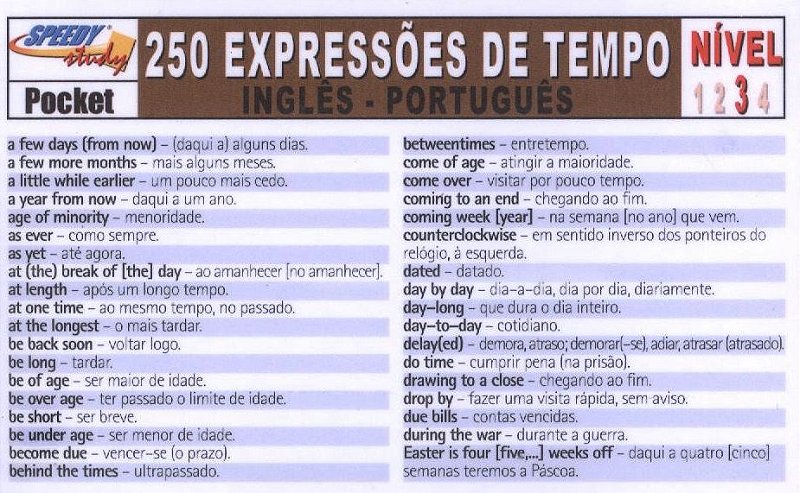 250 Expressões De Tempo 3 - Inglês/Português - SBS