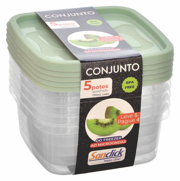 Kit 5 Potes Marmita 700ml Freezer Microondas Livre de BPA