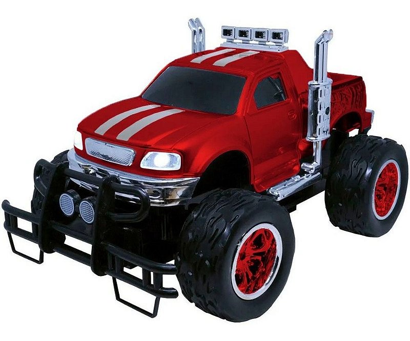 Carrinho Controle Remoto 4x4 Monster Presente Para Menino Cor Vermelho