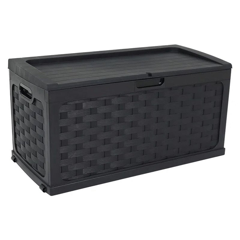 Baú Multiuso de Plástico Rattan 335 Litros com Assento para 2 Pessoas ...