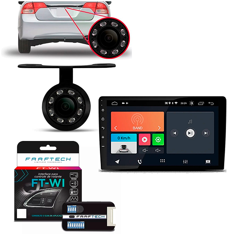 Multimídia Android 9 Polegadas FT-MM-AND9.0 + Interface Para Comando De ...