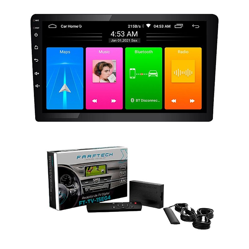 Multimídia Android 9" Plus Com Espelhamento Android E iOS + Receptor de ...