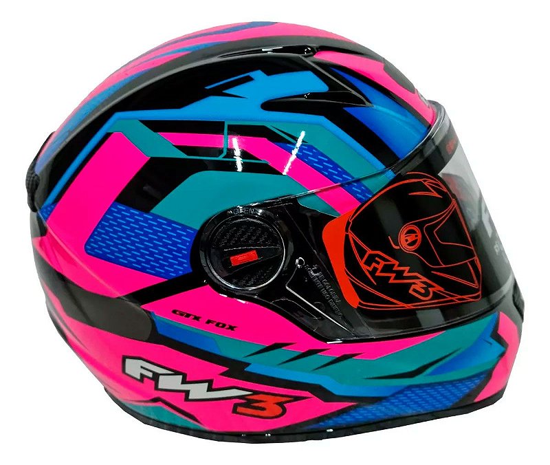 Capacete Moto Fechado GTX Fox FW3 Tamanho 58 Viseira Cristal ABS