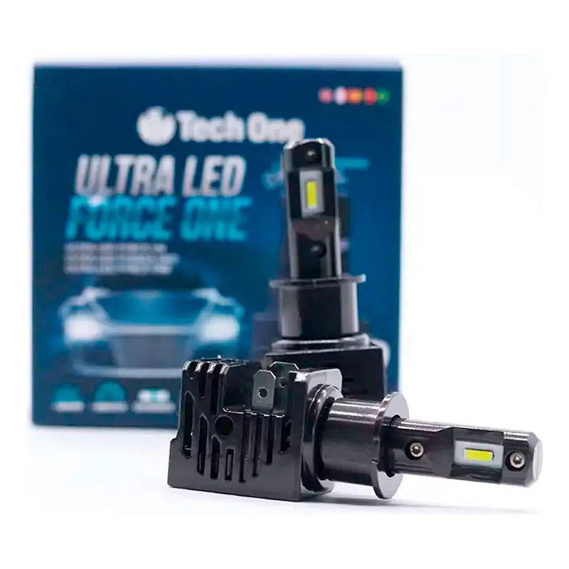 Par de Lâmpadas Ultra Led Force One H27 8000k 8200 lumens 12V 50W