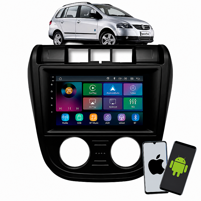 Kit Multimídia Roadstar 9 Pol CarPlay Android Auto Espelha Sem Fio